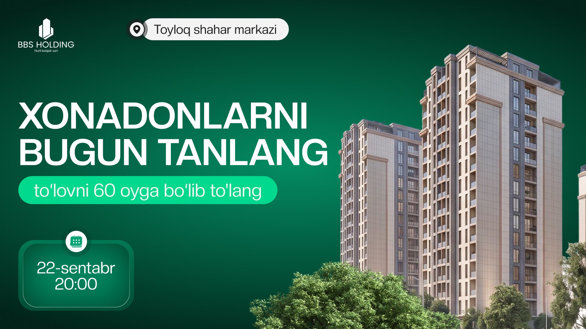 22-sentabr | Toyloq avenue loyihasi onlayn taqdimoti